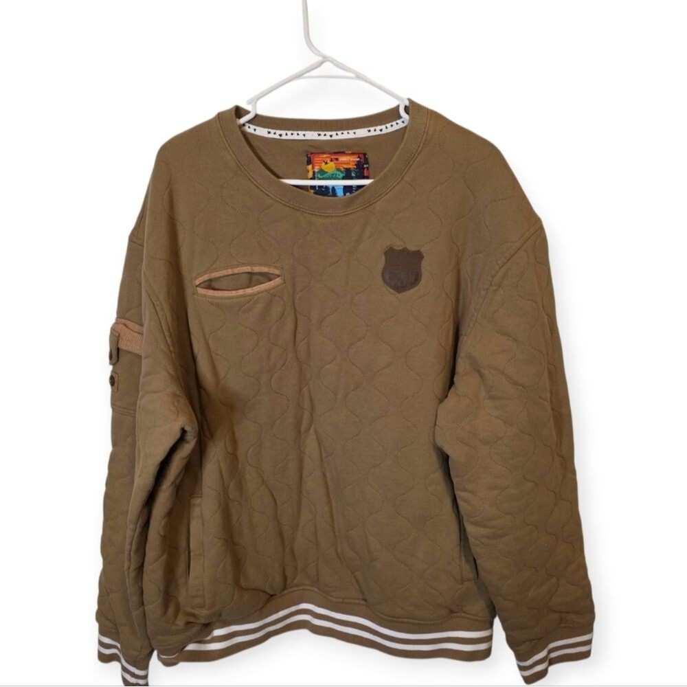 Born Fly Anytown USA Quilted Pullover Crewneck Sweatshirt 2XL
